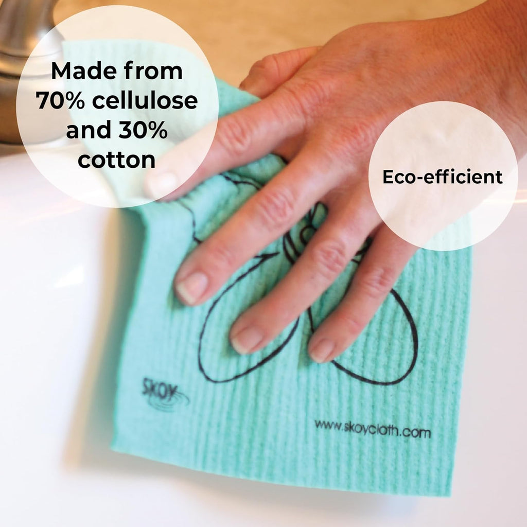 Cloth, 8-Pack Eco-Friendly and Reusable Swedish Dishcloth, for Kitchen and Household Use,Plastic-Free Packaging, Assorted Colors W/Flower Design